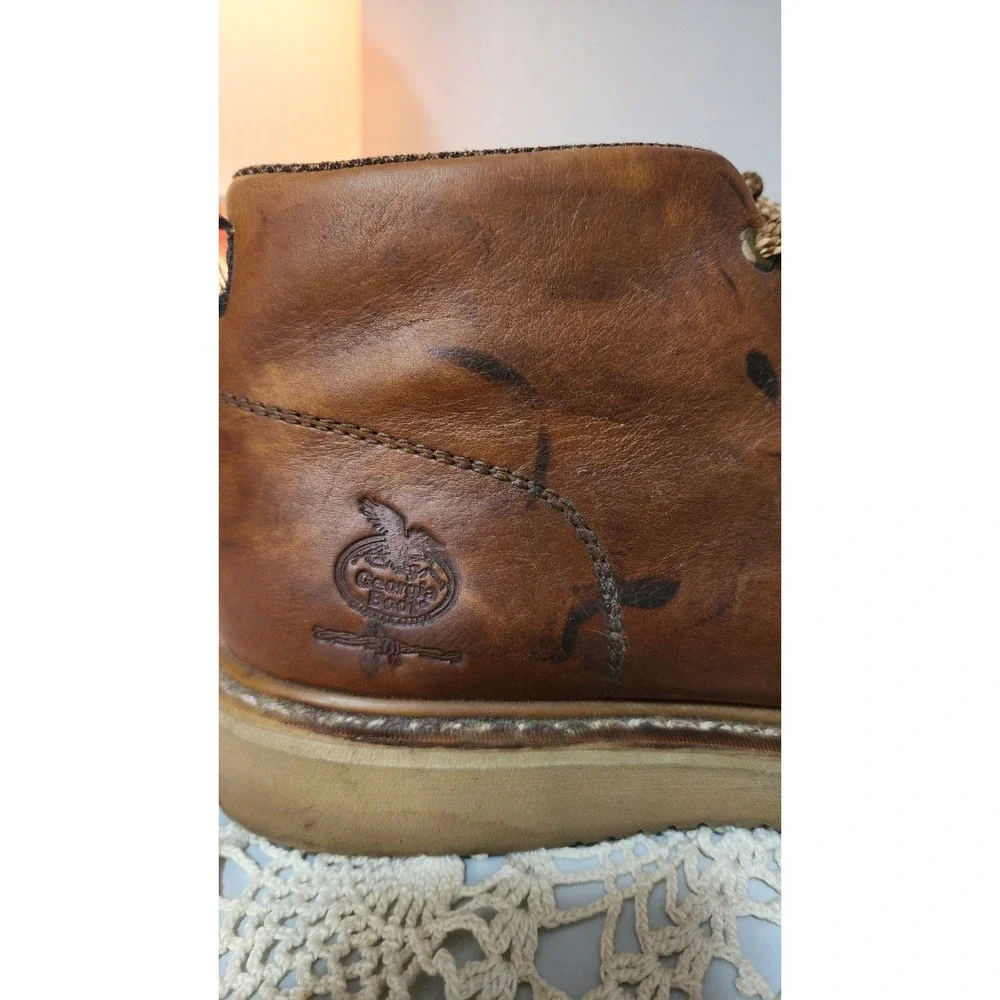 Georgia Boot Chukka Wedge Work Boots Full Grain Leather Men's 11‎ Lace Up